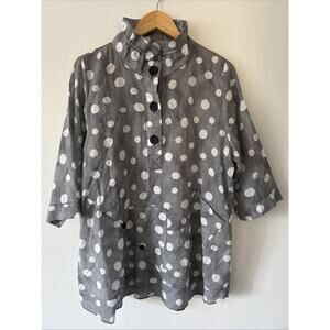 TERRA SJ Apparel Women's Cotton Blend Dots Stripes Collared Shirt Size Large